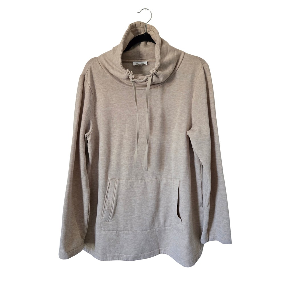 Haven Well Within Womens Large Beige Cozy Funnel Neck Fleece Sweatshirt Tencel